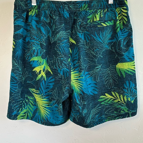 ZeroXPosur Tropical Leaf Print Drawstring Waist Swim Shorts Sz L - Picture 4 of 9